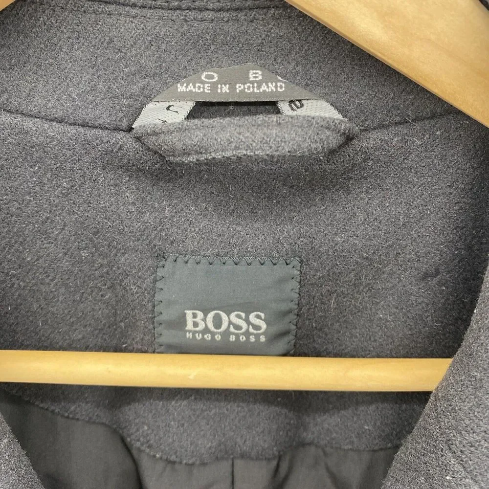 Hugo Boss Jacket Men's Size XL 44 Black Cashmere Wool Blend Button Blazer‎ Coat